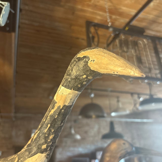 Brown Hand Carved Folk Art Egret For Sale - Image 8 of 8