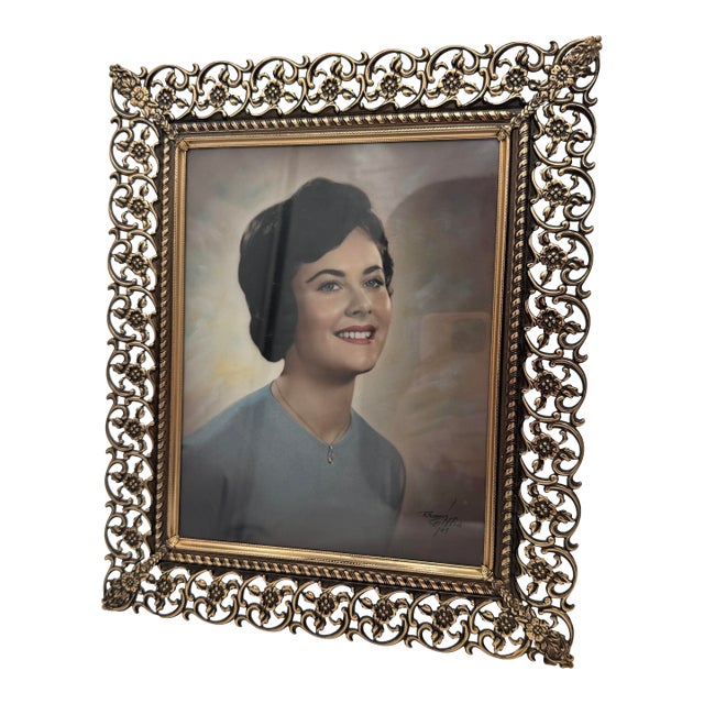 Vintage Photo Frame Filigree Hollywood Regency 8x10 Inch Photo For Sale