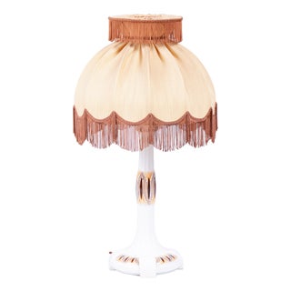 Art Deco Table Lamp in Ceramic and Textile Lampshade, Austria-Vienna, 1910s For Sale