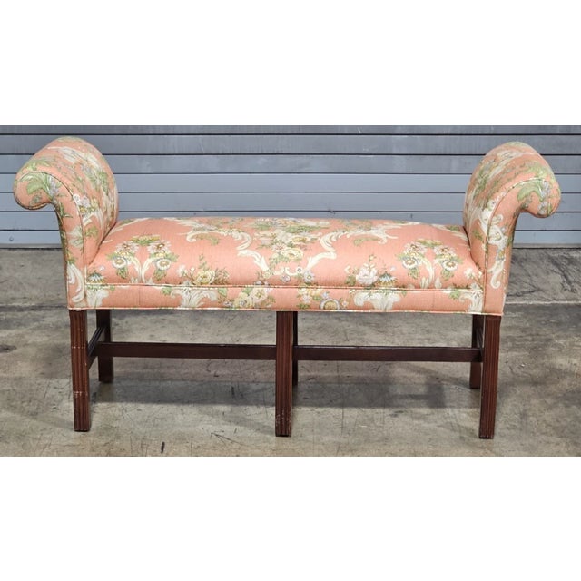 Store Item: Hancock & Moore Mahognay Chippendale Style Window Bench Chinoiserie Fabric Description: Hancock & Moore window...