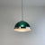 Chandelier, pendant lamp from the 60s. Transparent green methacrylate and chromed metal. Opaque opaline external glass and...