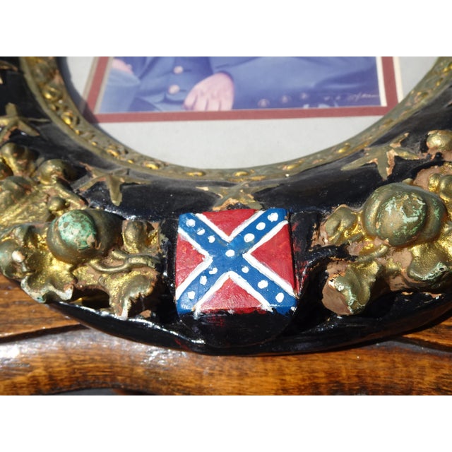 Vintage Picture W British Gentleman W Ceramic Frame & Eagle Motif & Stars For Sale - Image 11 of 12