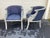 The pair of carved wood chairs have a swan design. They have been painted soft French gray The original fabric is an...