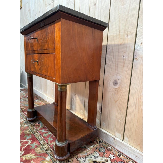 Empire Side Table in Walnut and Black Marble For Sale - Image 6 of 9