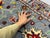 Blue Gray and Red Floral Wool Runner Rug, Persian Style, 2'9" X 9'7" For Sale - Image 13 of 17