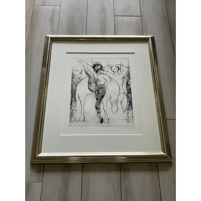 Abstract Marino Marini Original Etching, Rare Edition of Only 20. Signed, Framed, Numbered Xiv/Xx For Sale - Image 3 of 12