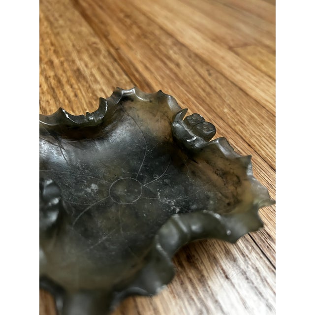 1950s Antique Chinese Natural Agate Carved Inkwell / Brush Washer-Lotus Flower Catchall Vessels For Sale - Image 5 of 13