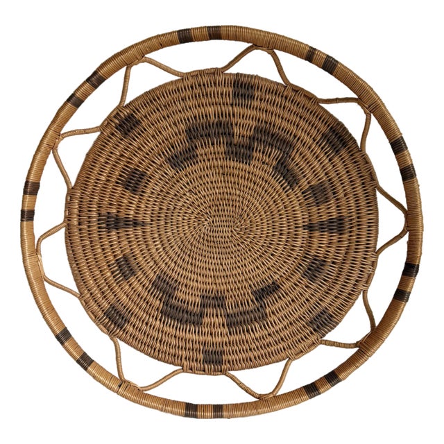 Vintage Tribal Style Woven Tray For Sale