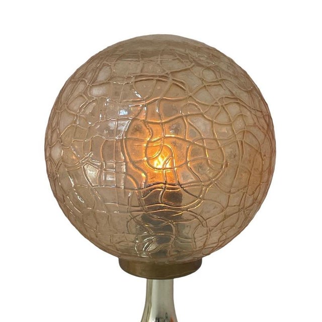 Bedside Table Lamps with Gold Colored Base and Patterned Glass Shade from Briloner Leuchten, Germany, 1970s, Set of 2 For Sale - Image 6 of 9