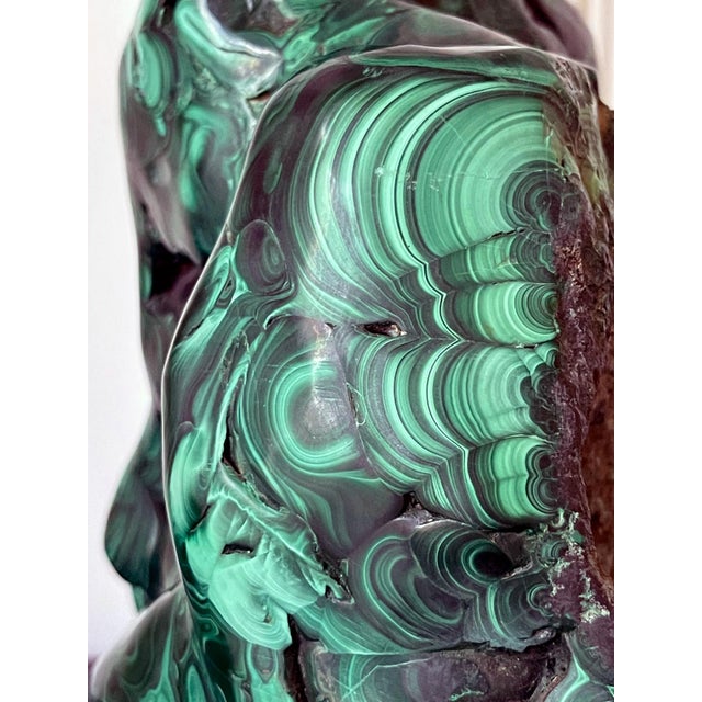 Striking Natural Malachite Specimen on Display Stand as Scholar Stone For Sale - Image 11 of 12
