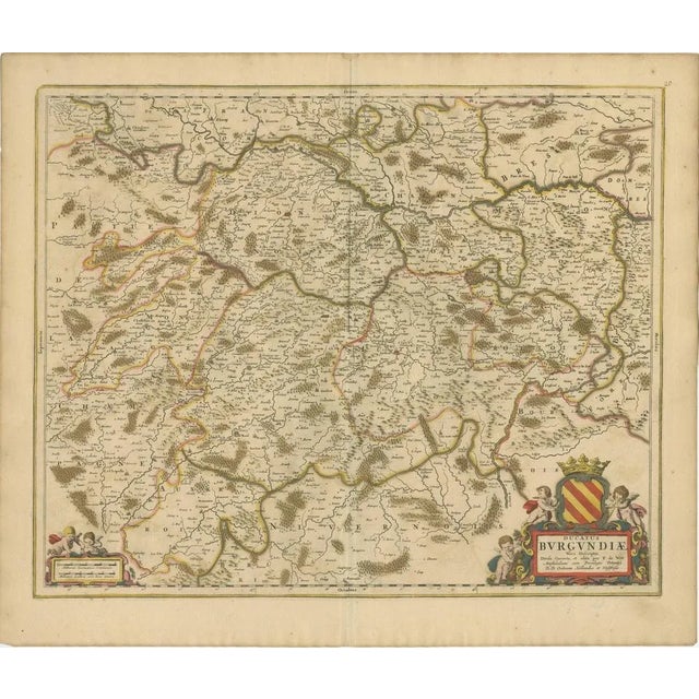 Hand-Colored Map of of the Wine Region Burgundy in France by De Wit, 1688 For Sale - Image 5 of 6