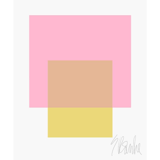 The Interaction of Light Pink and Celery Green Fine Art Print 35" X 45" by Liz Roache For Sale