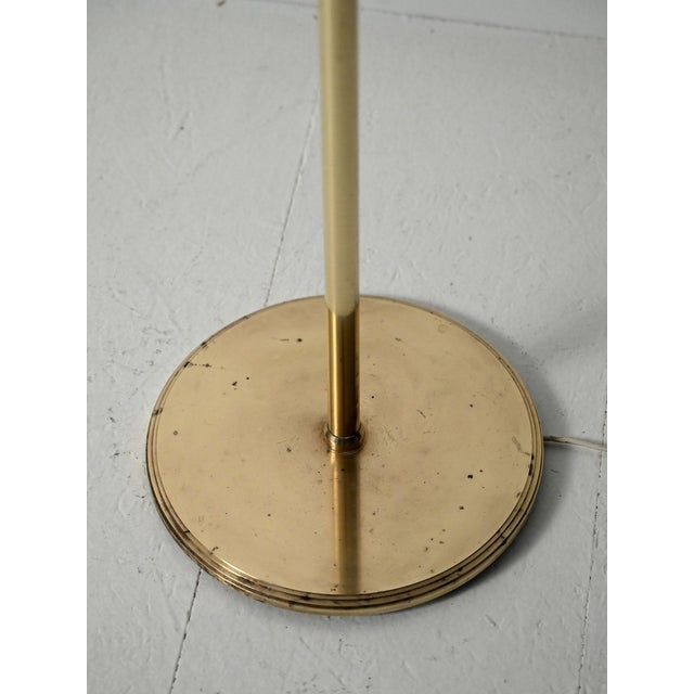 Gold Scandinavian Curved Neck Brass Floor Lamp, 1950s For Sale - Image 8 of 10