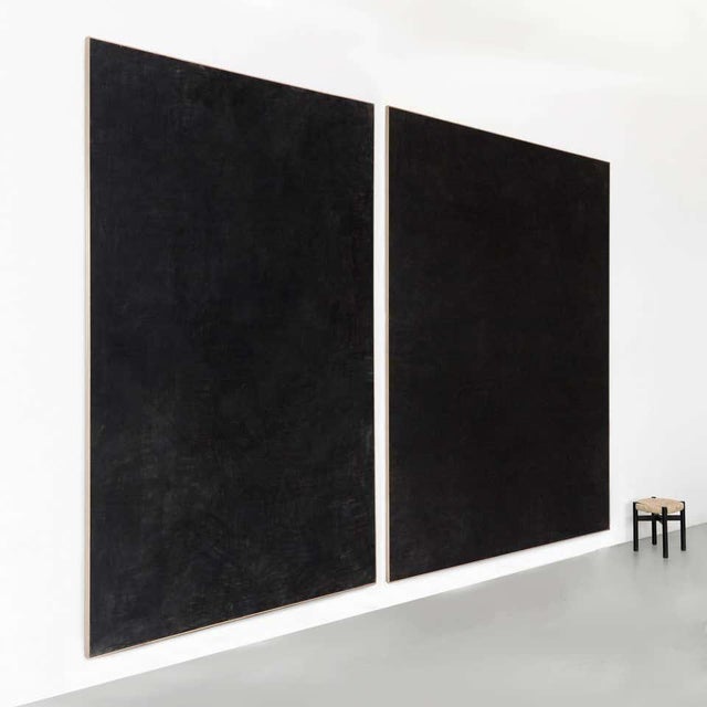 Enrico Dellatorre, Large Abstract Paintings, Charcoal on Linen, Set of 2 For Sale - Image 11 of 17