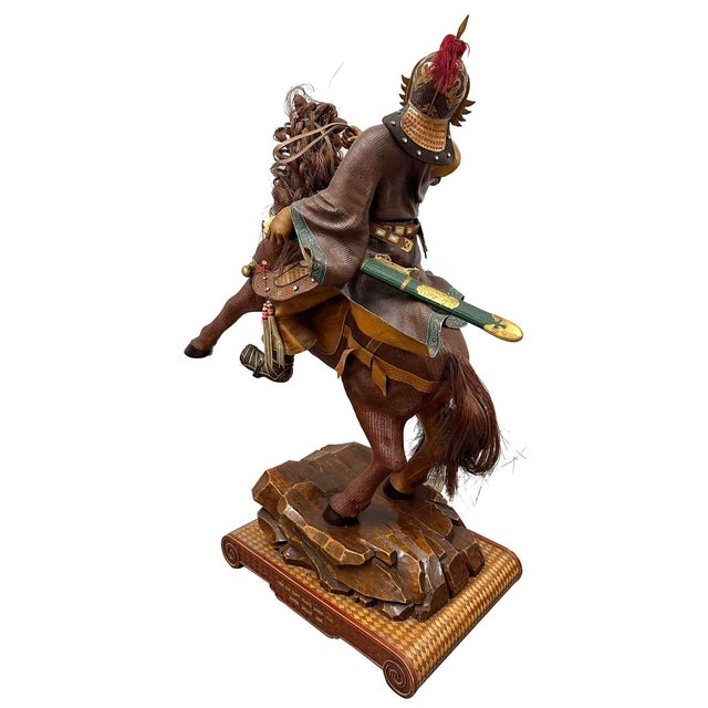 Vintage Handcrafted Bamboo-Woven Statue of Yue Fei, Famous Chinese Warrior For Sale - Image 14 of 18