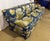 English Vintage Bench-Made 3-Piece Living Room Set in Schumacher "Dog & Duck" Indigo Linen – Sofa & 2 Matching Chairs For Sale - Image 3 of 18