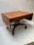Satinwood Drop Leaf Sofa Table .Also used as a Writing Table. Two Working Drawers. Reverse Scroll legs on Brass...