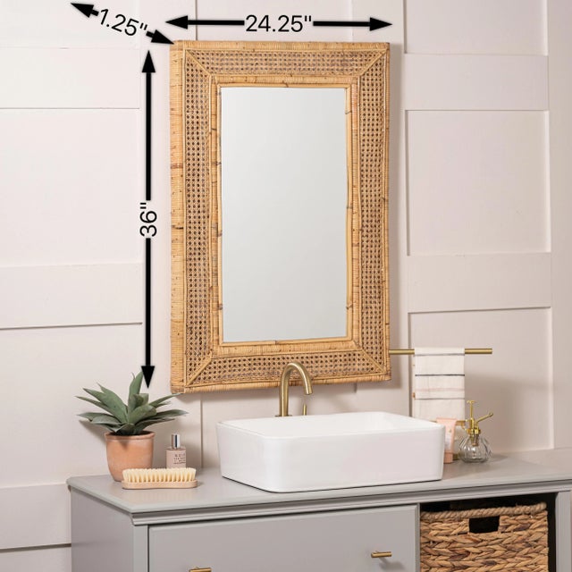 2020s Jameson Rattan and Cane Wall Mirror For Sale - Image 5 of 6