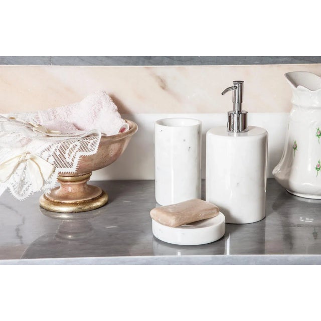 Not Yet Made - Made To Order Rounded Toothbrush Holder in Grey Bardiglio Marble For Sale - Image 5 of 7