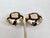 1980s Vintage Signed Valentino Modernist Round Domed Goldtone Black Enamel Clip Earrings-2 Pieces For Sale - Image 5 of 7