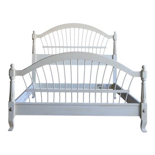 French Country Ethan Allen Wheatback Queen Bedframe For Sale
