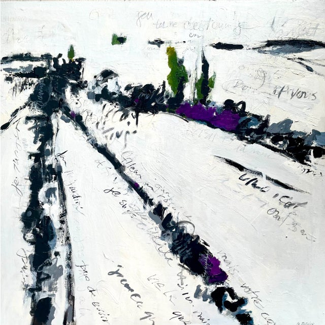 The black and white color palette is used to great effect in this modern abstract painting titled Provence. In this...