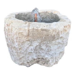 Limestone Trough Fountain With Lights For Sale