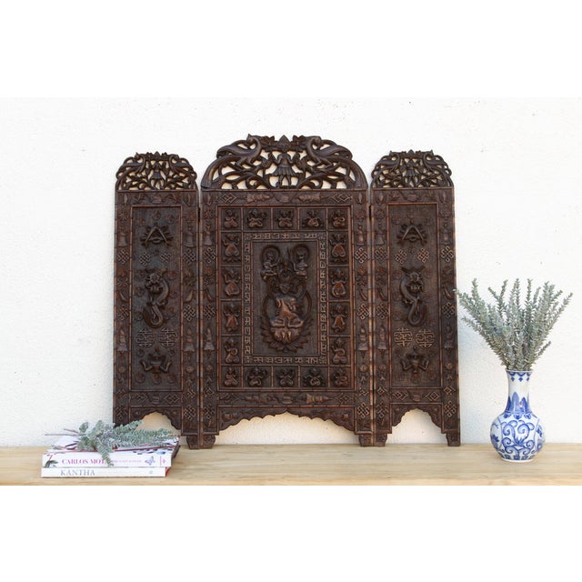 Early 20th Century Sino Tibetan Carved Altar Screen For Sale - Image 10 of 10