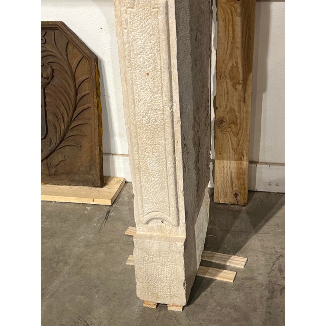 Antique French Limestone Fireplace Mantel From Burgundy, 19th Century For Sale - Image 13 of 18