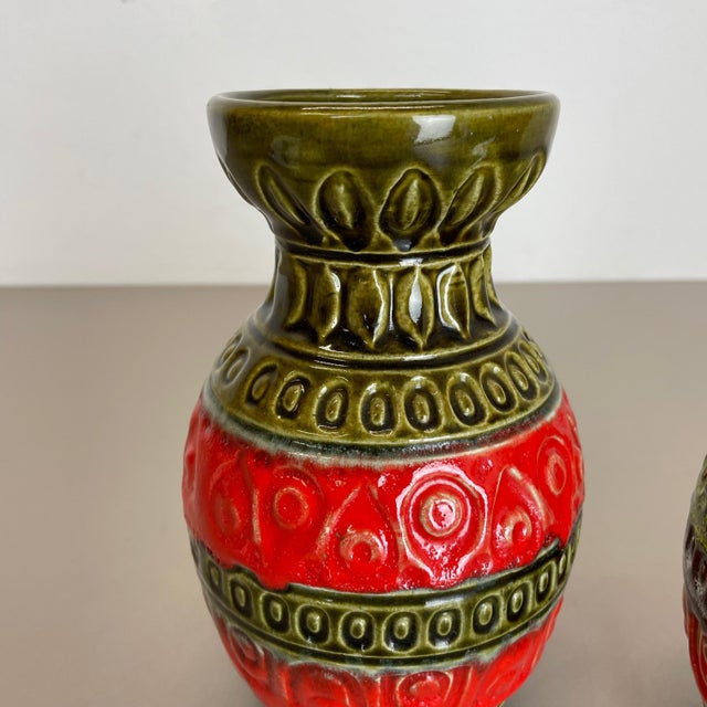 Multi-Color Fat Lava Op Art Pottery Vase from Bay Ceramics, Germany, 1970s, Set of 2 For Sale - Image 6 of 18
