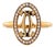 Cartier 18k Rose Gold Ring With Logo Double C Motif and Diamond Halo, Size 5.25 For Sale