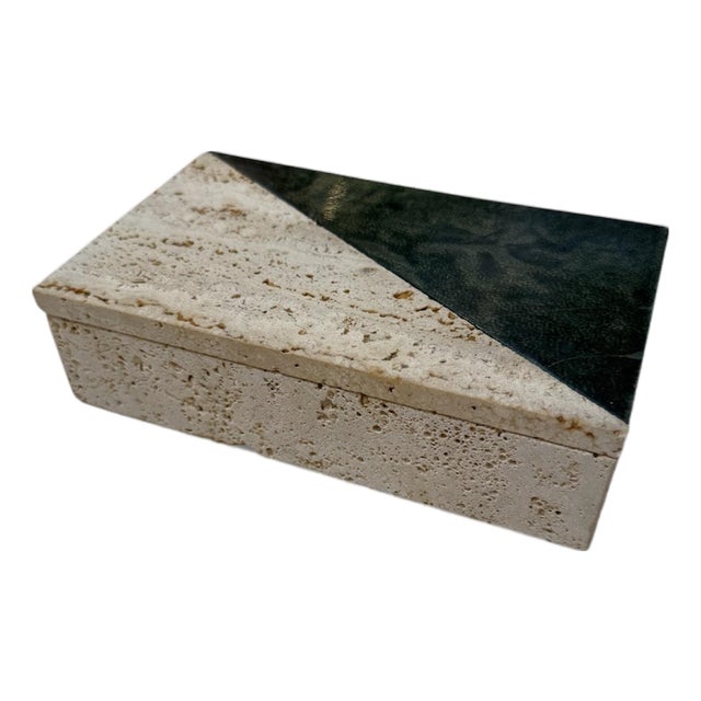 Italian Travertine and Marble Box, 1970s For Sale