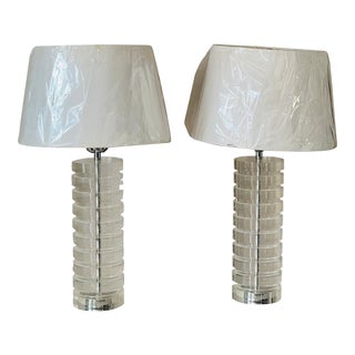 Pair of Mid-Century Lucite Lamps Karl Springer Style For Sale