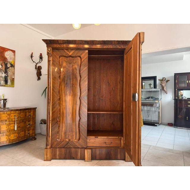 Wood Antique Empire Columned Hall Cabinet For Sale - Image 7 of 18