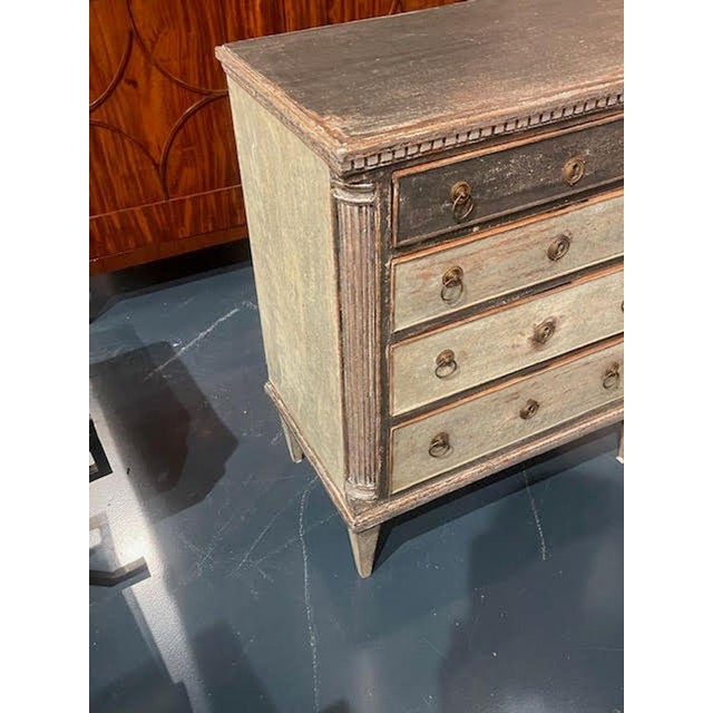 Wood 19th C. Swedish Gustavian Painted Chest For Sale - Image 7 of 7