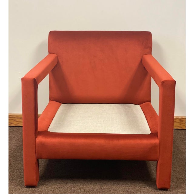 1970s Milo Baughman Red Parsons Armchairs – a Pair For Sale - Image 11 of 12