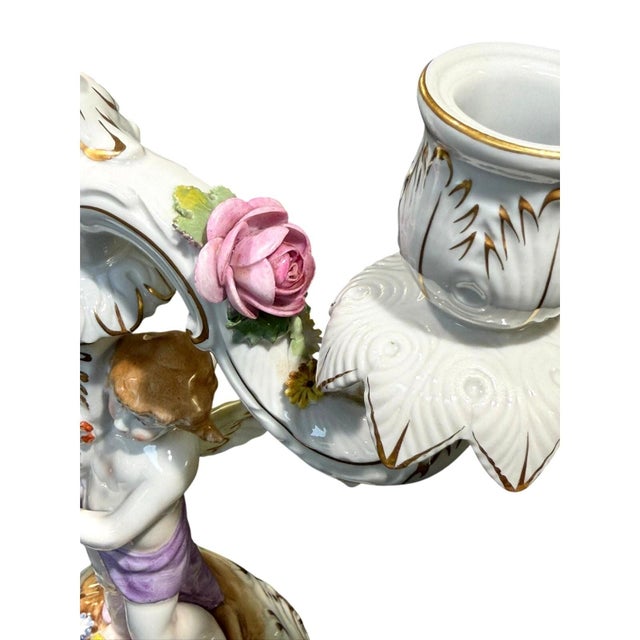 Antique Von Schierholz German Porcelain Cherub Candelabra. Beautiful antique German porcelain two-light candelabra by Von...