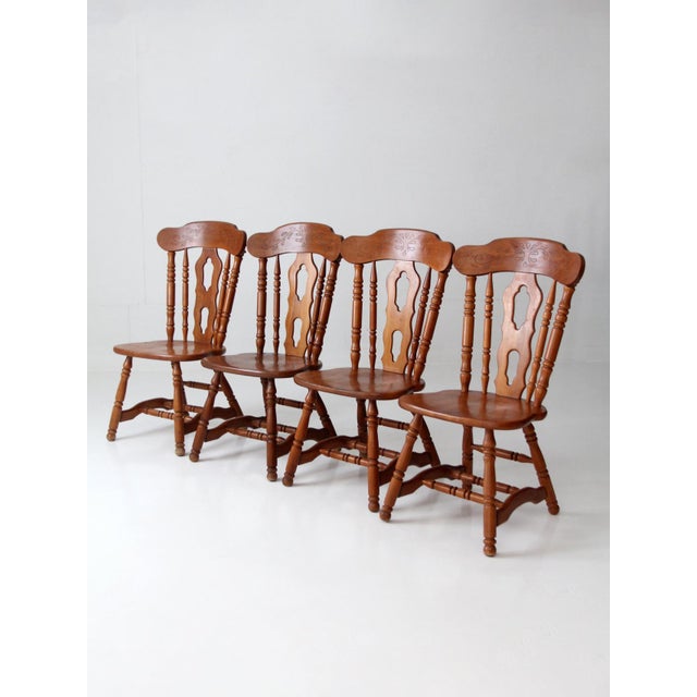 Vintage Early American Colonial Revival Dining Chairs - Set of 4 For Sale - Image 4 of 17