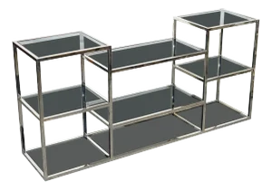 Smoked Glass and Polished Stainless Steel Console Table from Casa Padrino