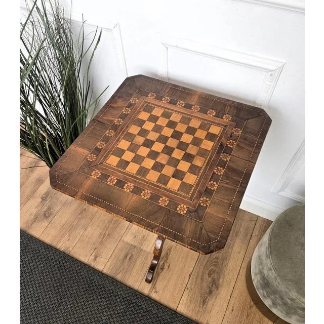 Wood Neoclassical Italian Biedermeier Walnut Inlay Game Table, 1950s For Sale - Image 7 of 11