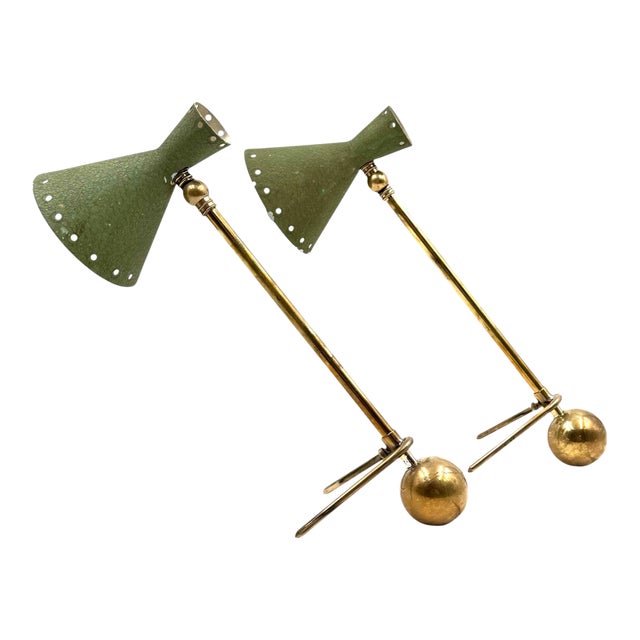1950s Mid-Century Modern Table Lamps, Attrib. To Stilnovo Milano Italy - Set of 2 For Sale