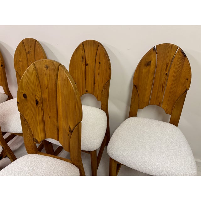 Vintage Scandianavian Dining Chairs in Pine and Boucle, 1970s, Set of 6 For Sale - Image 18 of 18
