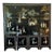 Chinese Black Lacquer and Carved Inlaid Hard Stone Four Panel Screen. Figures in a Landscape. Gilded Painted Flowers on the Back. Scholars Rock. For Sale