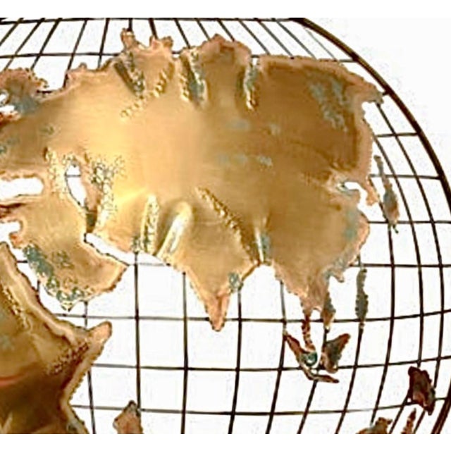 Curtis Jere Iconic Curtis Jere World Globe Torch-Cut Brutalist Abstract Metal Art Brass Wall Sculpture, a Pair For Sale - Image 4 of 14