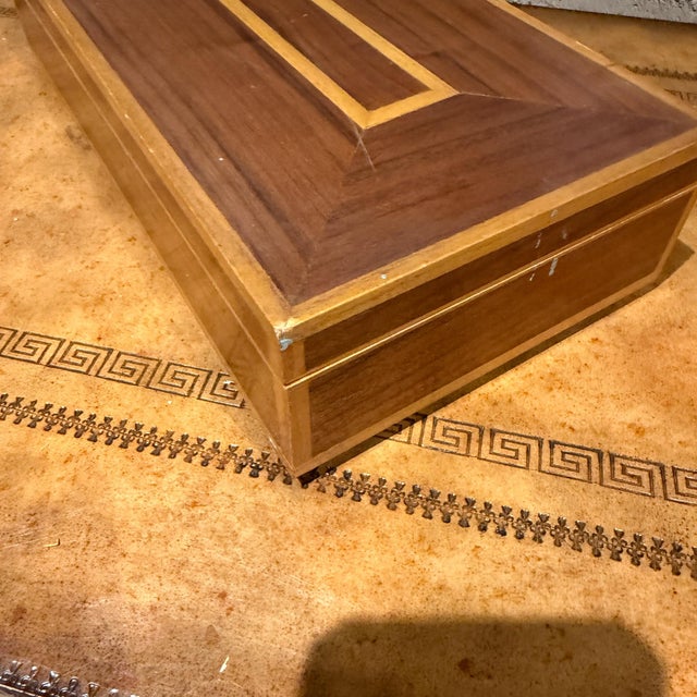 Brown Antique Mahogany Jewelry or Trinket Box Mid Century Modern Studio Craft For Sale - Image 8 of 11