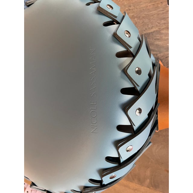 Medium Braided Basket Teal With Handles For Sale - Image 4 of 5