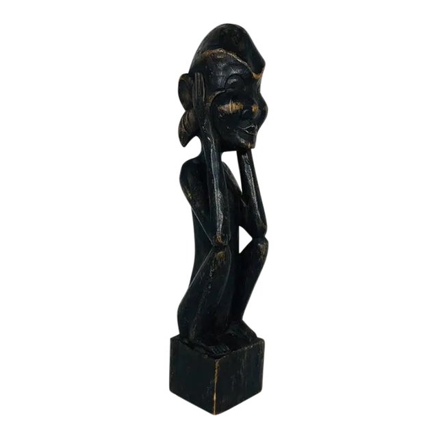 Early 1900s Hand Carved African Senufo Wood Figure For Sale