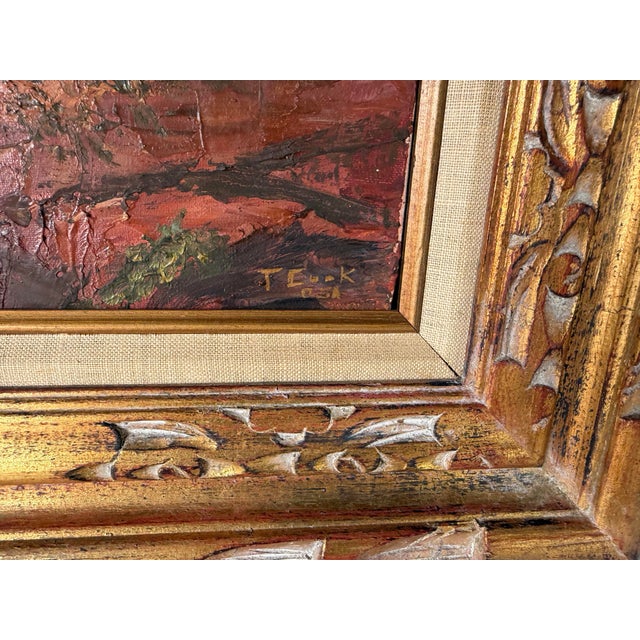1975 T. Cook Grand Canyon Watchtower Landscape Oil on Canvas Painting, Framed For Sale - Image 9 of 12
