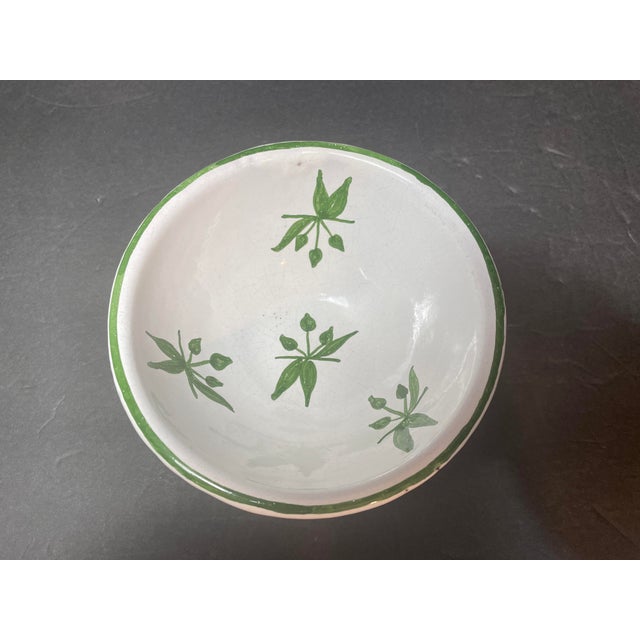 Late 20th Century Handpainted Pottery Bowls - White With Green Olives - Made in Portugal - Set of 8 For Sale - Image 5 of 7