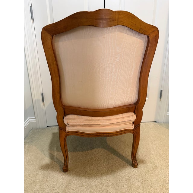 French Louis XV-Style Armchair in Peach Silk Upholstery For Sale - Image 3 of 7